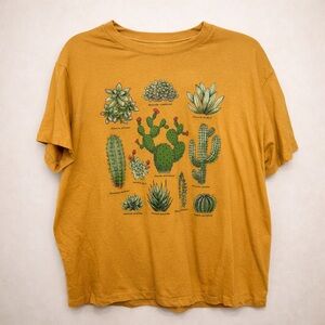 Fifth Sun Cactus Succulent Graphic Tee Mustard Yellow Women’s XXL